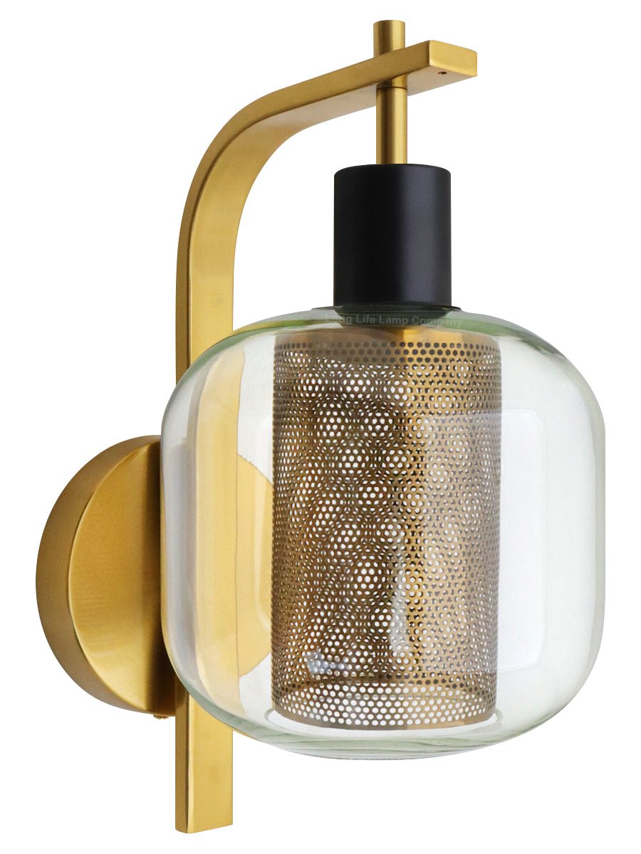 Industrial Antique Brass Single Wall Light Sconce Clear Glass Lamp Shade - Energy Light Bulbs - Free delivery on all orders