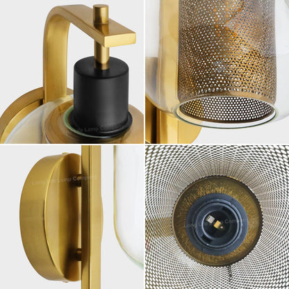 Industrial Antique Brass Single Wall Light Sconce Clear Glass Lamp Shade - Energy Light Bulbs - Free delivery on all orders