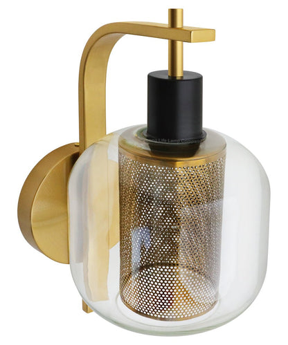 Industrial Antique Brass Single Wall Light Sconce Clear Glass Lamp Shade - Energy Light Bulbs - Free delivery on all orders
