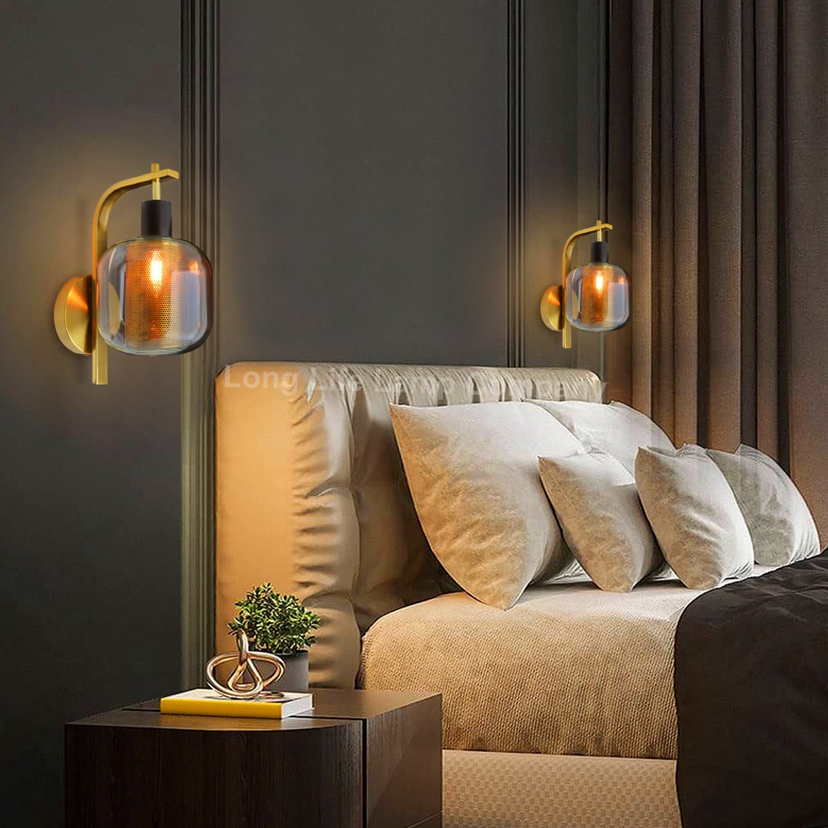 Industrial Antique Brass Single Wall Light Sconce Clear Glass Lamp Shade - Energy Light Bulbs - Free delivery on all orders
