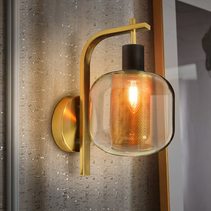Industrial Antique Brass Single Wall Light Sconce Clear Glass Lamp Shade - Energy Light Bulbs - Free delivery on all orders
