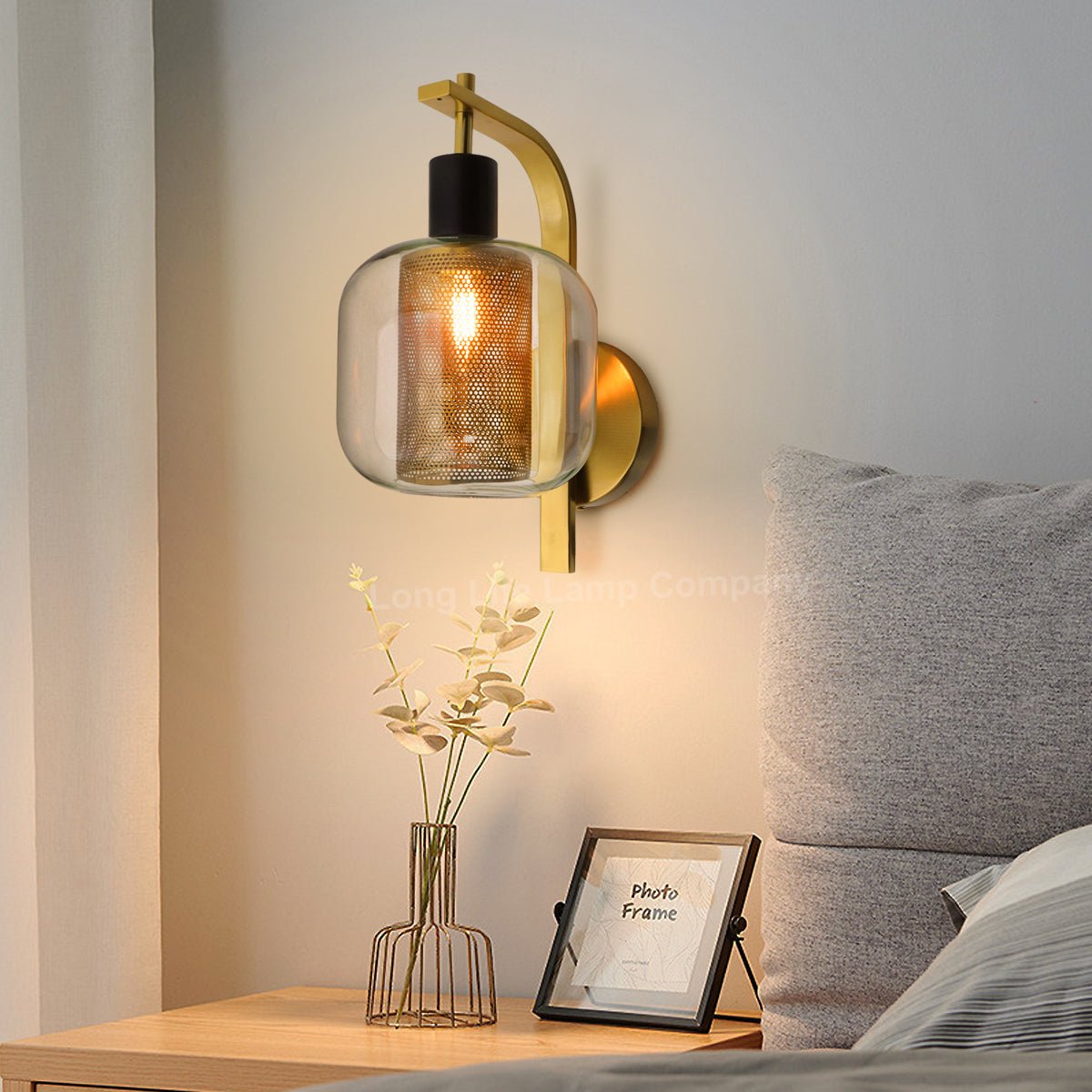 Industrial Antique Brass Single Wall Light Sconce Clear Glass Lamp Shade - Energy Light Bulbs - Free delivery on all orders