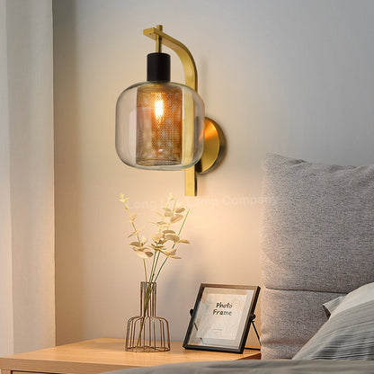 Industrial Antique Brass Single Wall Light Sconce Clear Glass Lamp Shade - Energy Light Bulbs - Free delivery on all orders