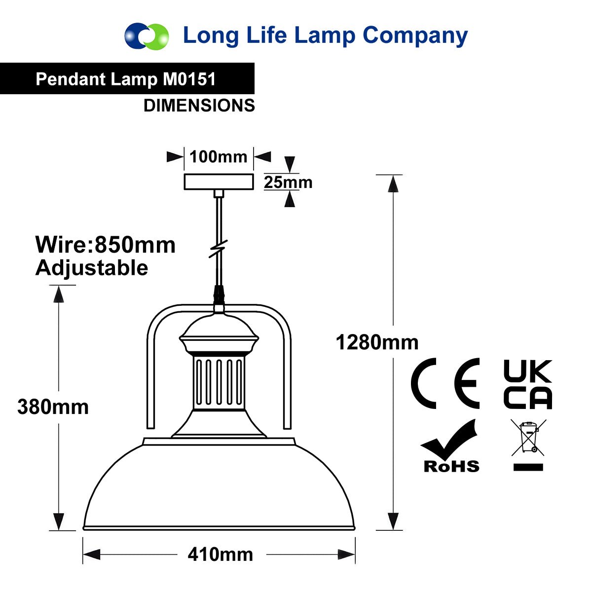 Industrial black metal barn pendant light with large dome shade and E27 fitting for kitchens and dining rooms