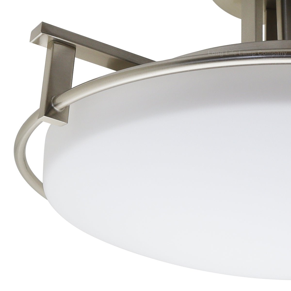 Industrial Brush Chrome Round Ceiling Light Semi Flush Mount Opal - Energy Light Bulbs - Free delivery on all orders