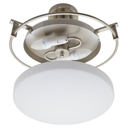 Industrial Brush Chrome Round Ceiling Light Semi Flush Mount Opal - Energy Light Bulbs - Free delivery on all orders