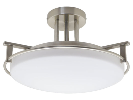 Industrial Brush Chrome Round Ceiling Light Semi Flush Mount Opal - Energy Light Bulbs - Free delivery on all orders