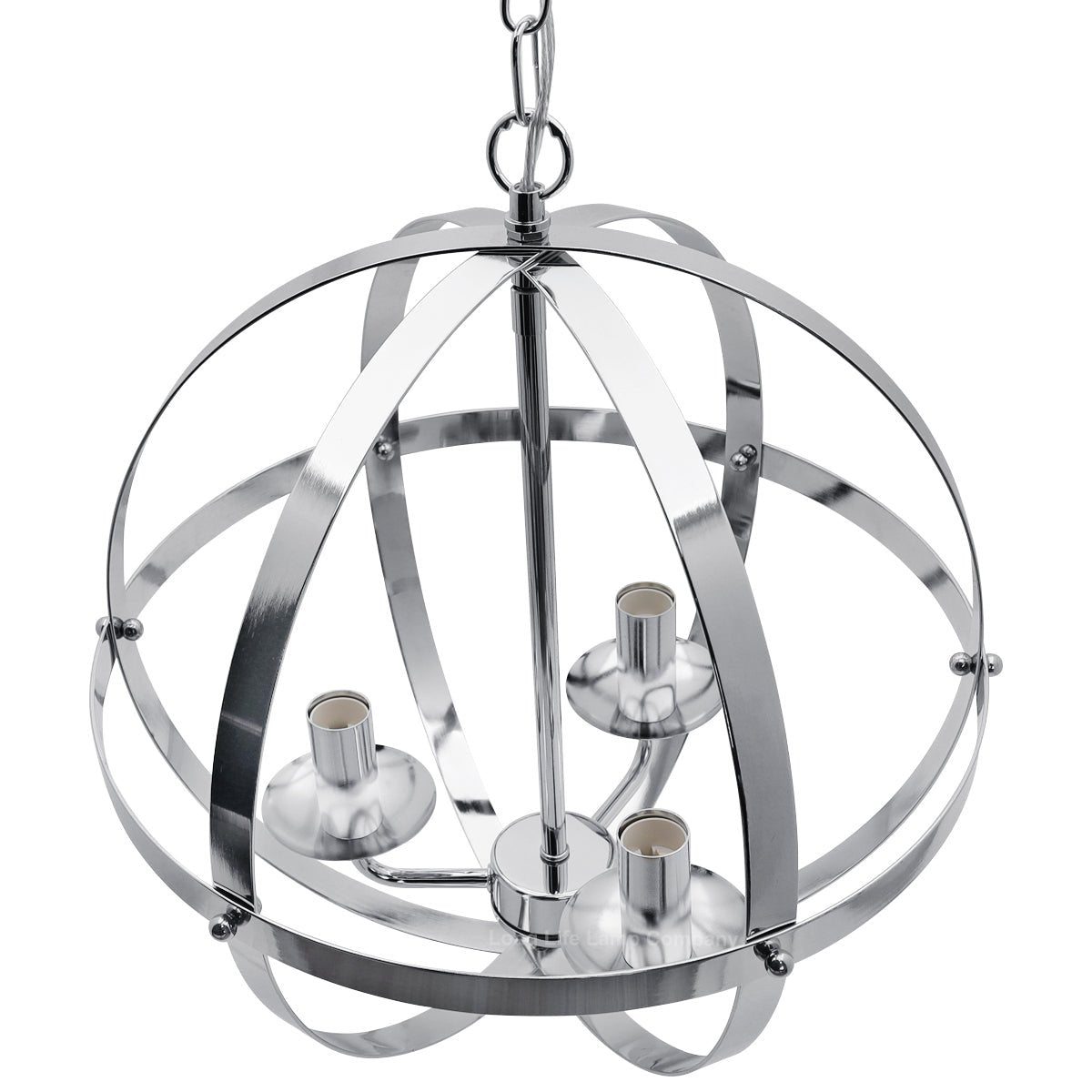 Industrial Ceiling 3 Light Globe Pendant Light Chrome Chained Lantern - Energy Light Bulbs - Free delivery on all orders