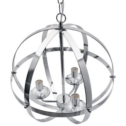 Industrial Ceiling 3 Light Globe Pendant Light Chrome Chained Lantern - Energy Light Bulbs - Free delivery on all orders