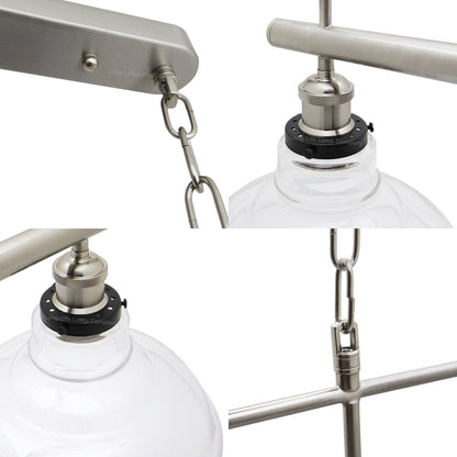 Industrial Ceiling Brush Chrome Bar 2 Clear Glass Lamp Shade Pendant Light - Energy Light Bulbs - Free delivery on all orders