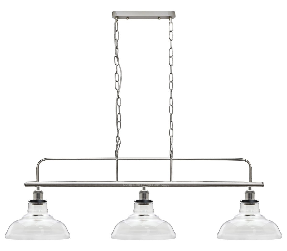 Industrial Ceiling Brush Chrome Bar 3 Clear Glass Lamp Shade Pendant Light - Energy Light Bulbs - Free delivery on all orders