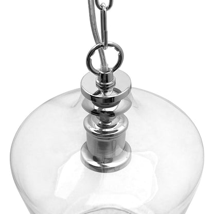 Industrial Chrome Ceiling Pendant Light with Clear Glass Bell Shade K444 - Energy Light Bulbs - Free delivery on all orders