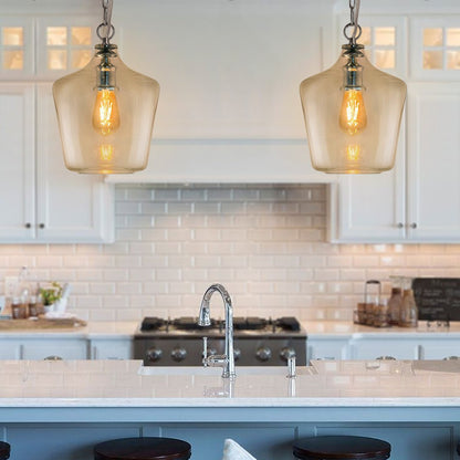 Industrial Chrome Ceiling Pendant Light with Clear Glass Bell Shade K444 - Energy Light Bulbs - Free delivery on all orders