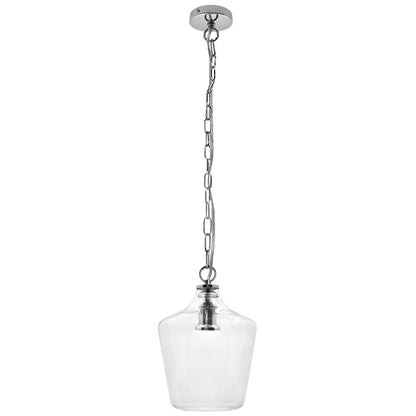 Industrial Chrome Ceiling Pendant Light with Clear Glass Bell Shade K444 - Energy Light Bulbs - Free delivery on all orders