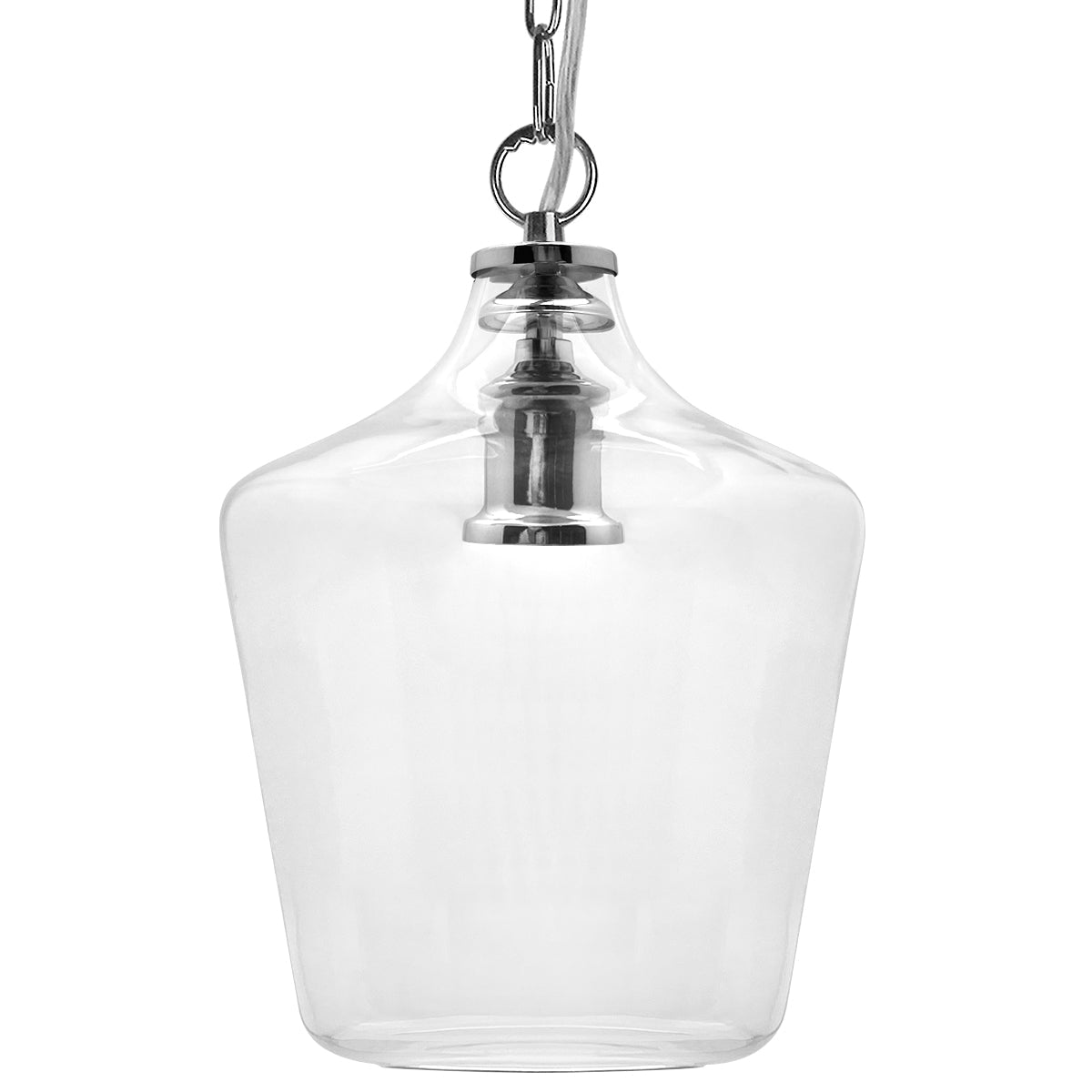 Industrial Chrome Ceiling Pendant Light with Clear Glass Bell Shade K444 - Energy Light Bulbs - Free delivery on all orders