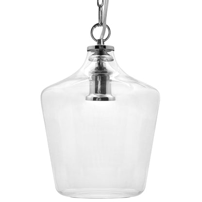 Industrial Chrome Ceiling Pendant Light with Clear Glass Bell Shade K444 - Energy Light Bulbs - Free delivery on all orders