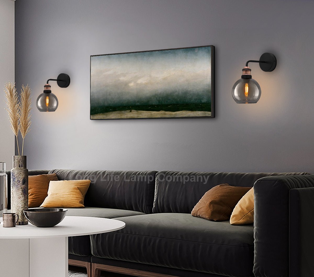 Industrial Glass Globe Smoked Grey Wall Light - Energy Light Bulbs - Free delivery on all orders