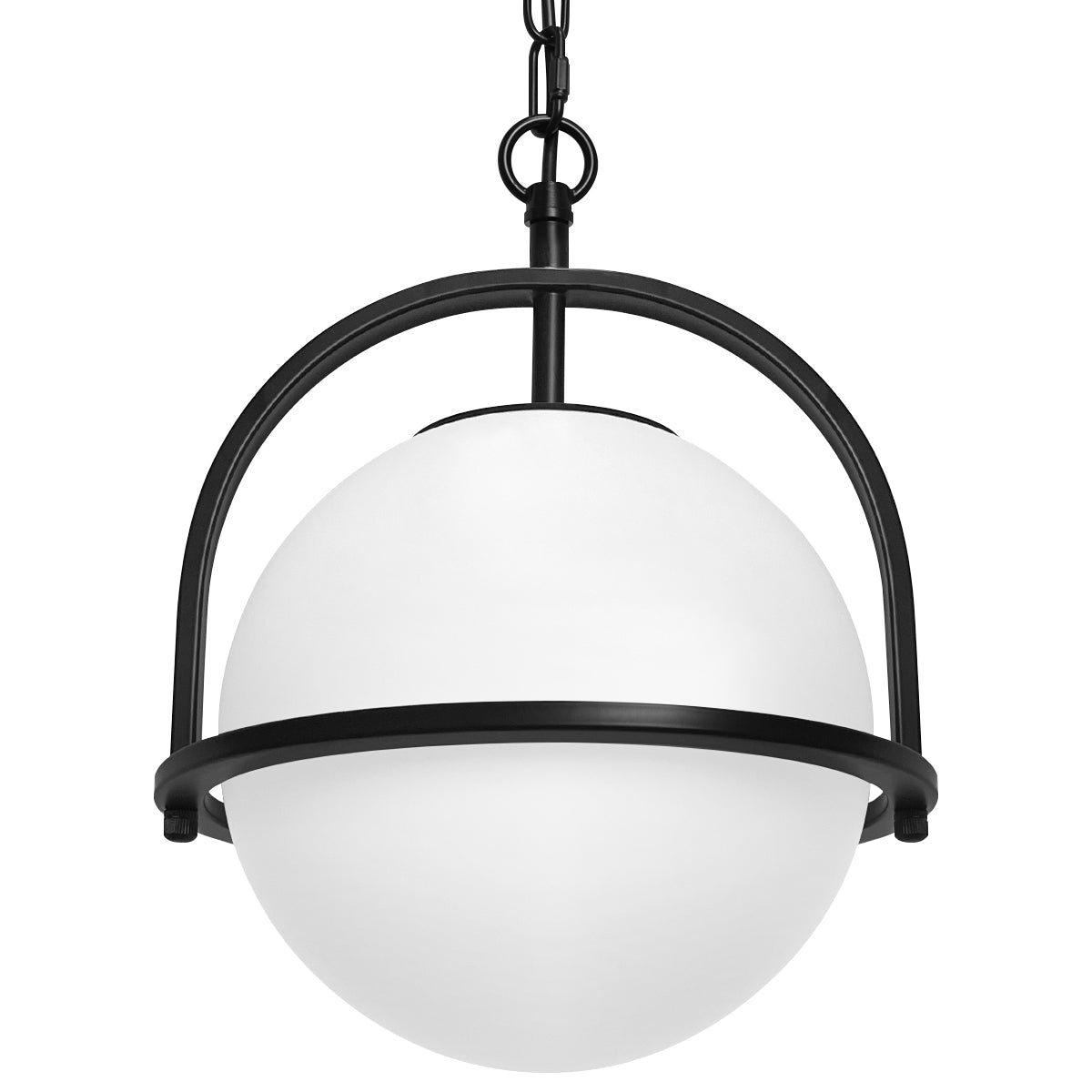 Industrial Nautical Ceiling Pendant Light Opal Globe Glass Black Chain Suspended - Energy Light Bulbs - Free delivery on all orders