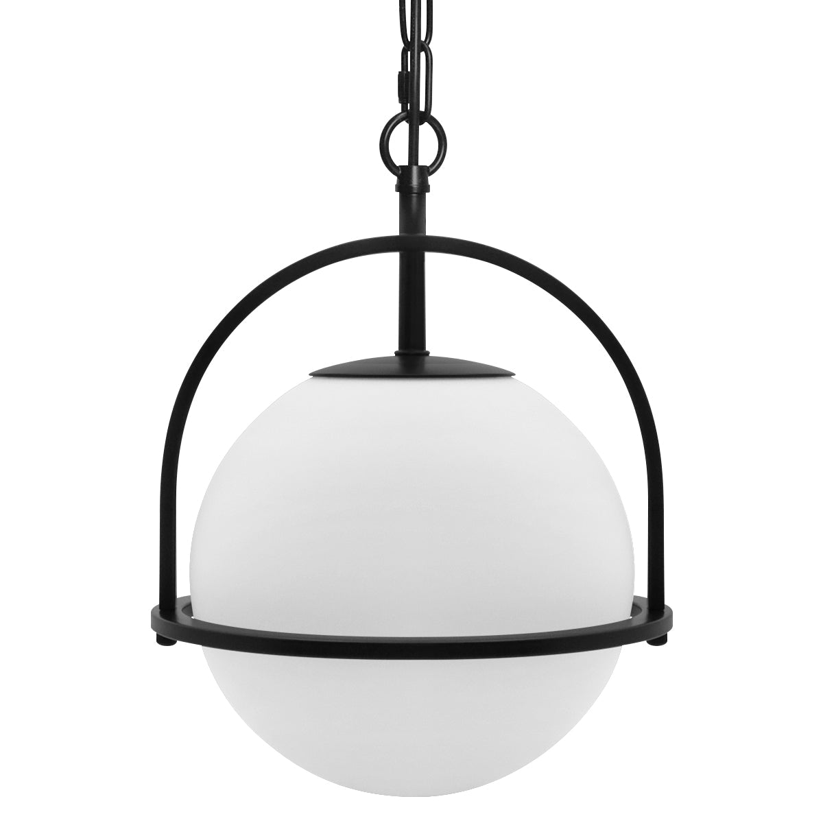 Industrial Nautical Ceiling Pendant Light Opal Globe Glass Black Chain Suspended - Energy Light Bulbs - Free delivery on all orders