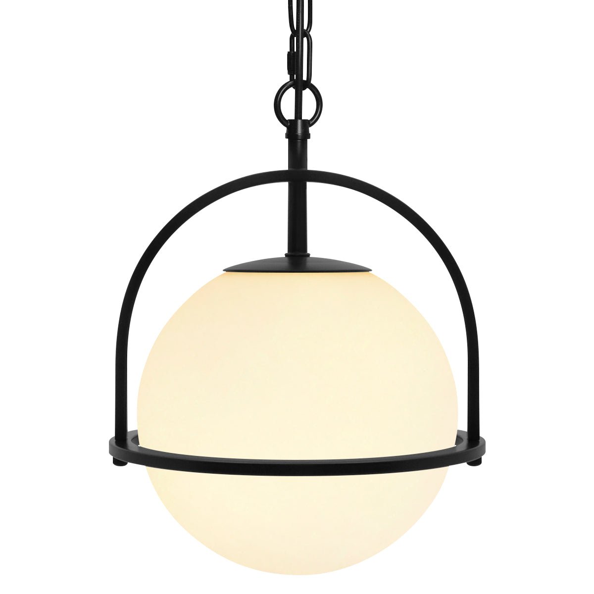 Industrial Nautical Ceiling Pendant Light Opal Globe Glass Black Chain Suspended - Energy Light Bulbs - Free delivery on all orders