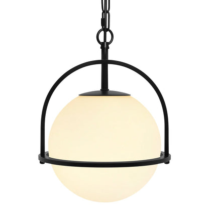 Industrial Nautical Ceiling Pendant Light Opal Globe Glass Black Chain Suspended - Energy Light Bulbs - Free delivery on all orders