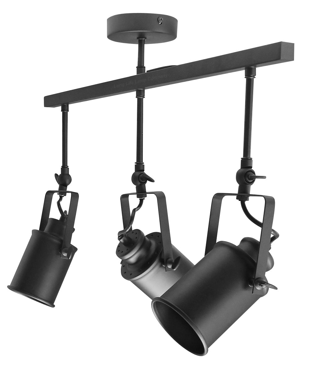 Industrial Retro GU10 Ceiling Spotlight Bar 3 Lamp Black Metal Adjustable Track Light Fitting - Energy Light Bulbs - Free delivery on all orders