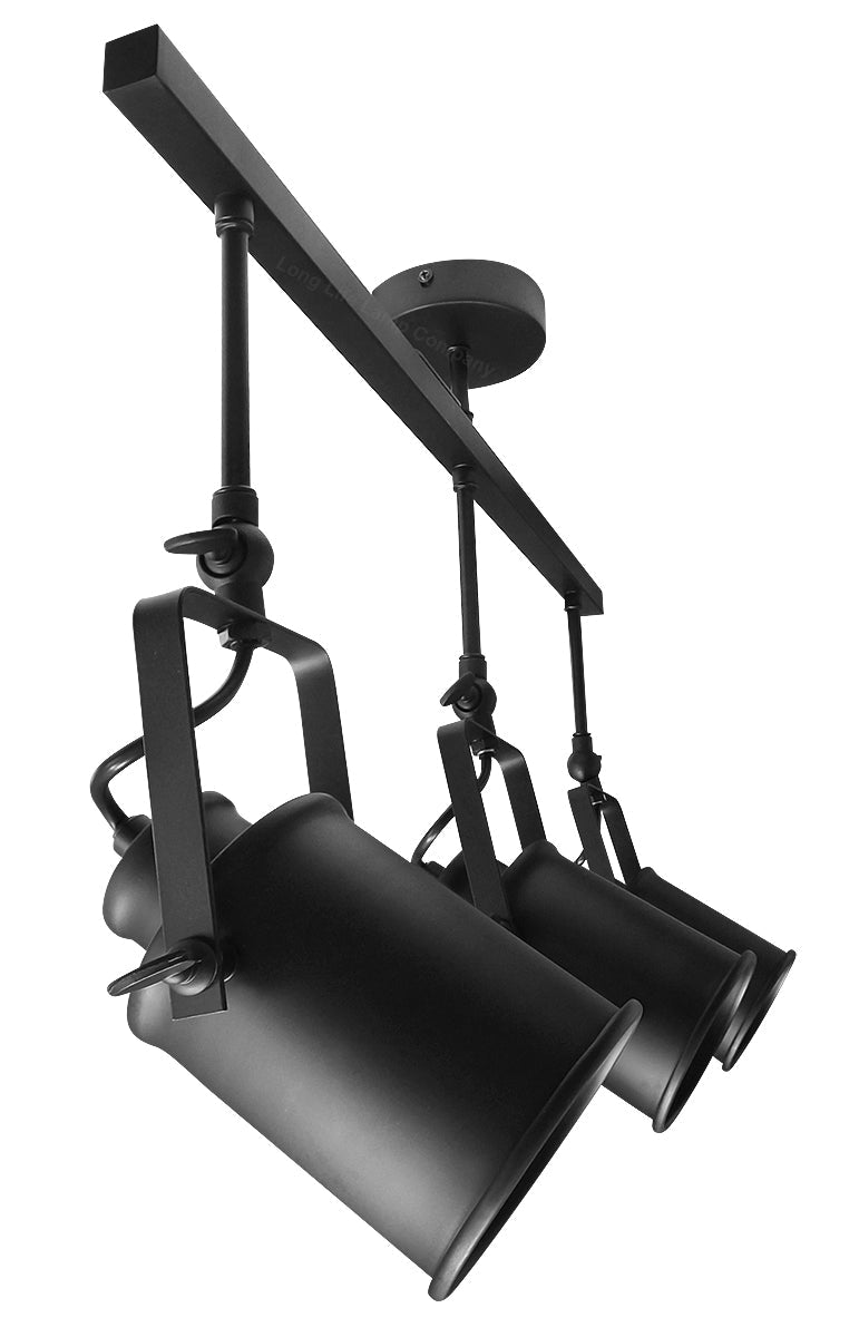 Industrial Retro GU10 Ceiling Spotlight Bar 3 Lamp Black Metal Adjustable Track Light Fitting - Energy Light Bulbs - Free delivery on all orders