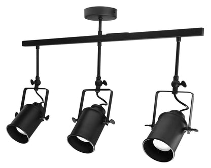 Industrial Retro GU10 Ceiling Spotlight Bar 3 Lamp Black Metal Adjustable Track Light Fitting - Energy Light Bulbs - Free delivery on all orders