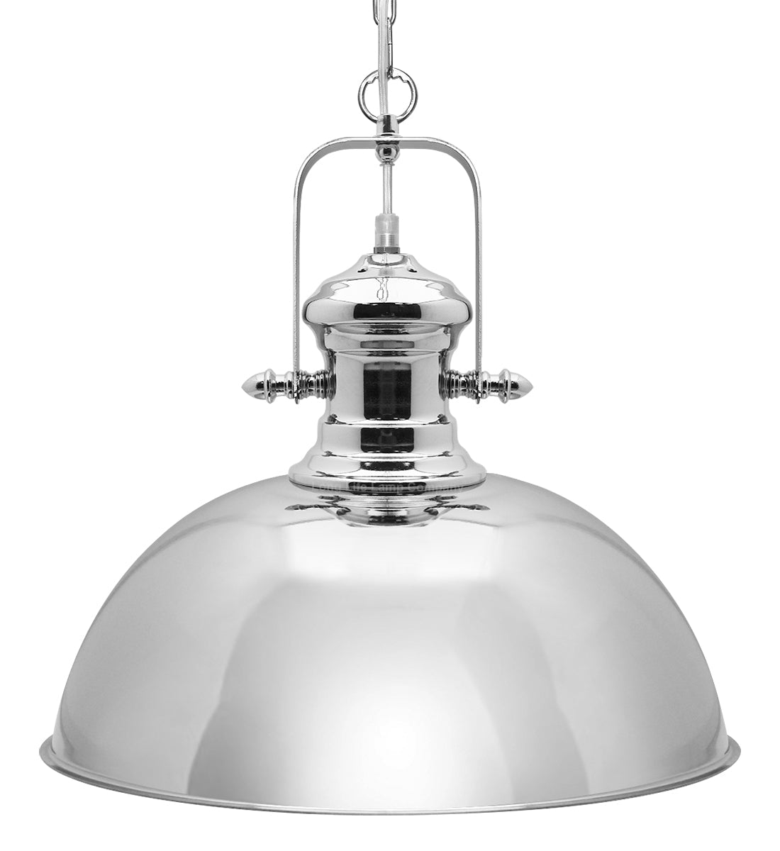 Industrial Retro Polished Chrome Pendant Ceiling Light Vintage Antique Dome Hanging Lamp Shade - Energy Light Bulbs - Free delivery on all orders