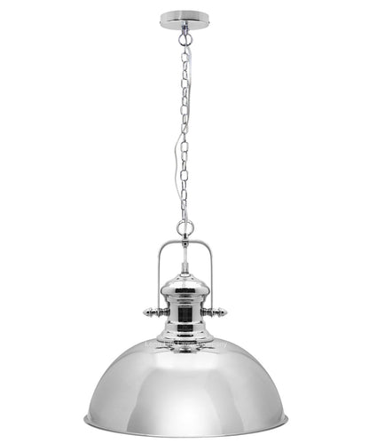 Industrial Retro Polished Chrome Pendant Ceiling Light Vintage Antique Dome Hanging Lamp Shade - Energy Light Bulbs - Free delivery on all orders