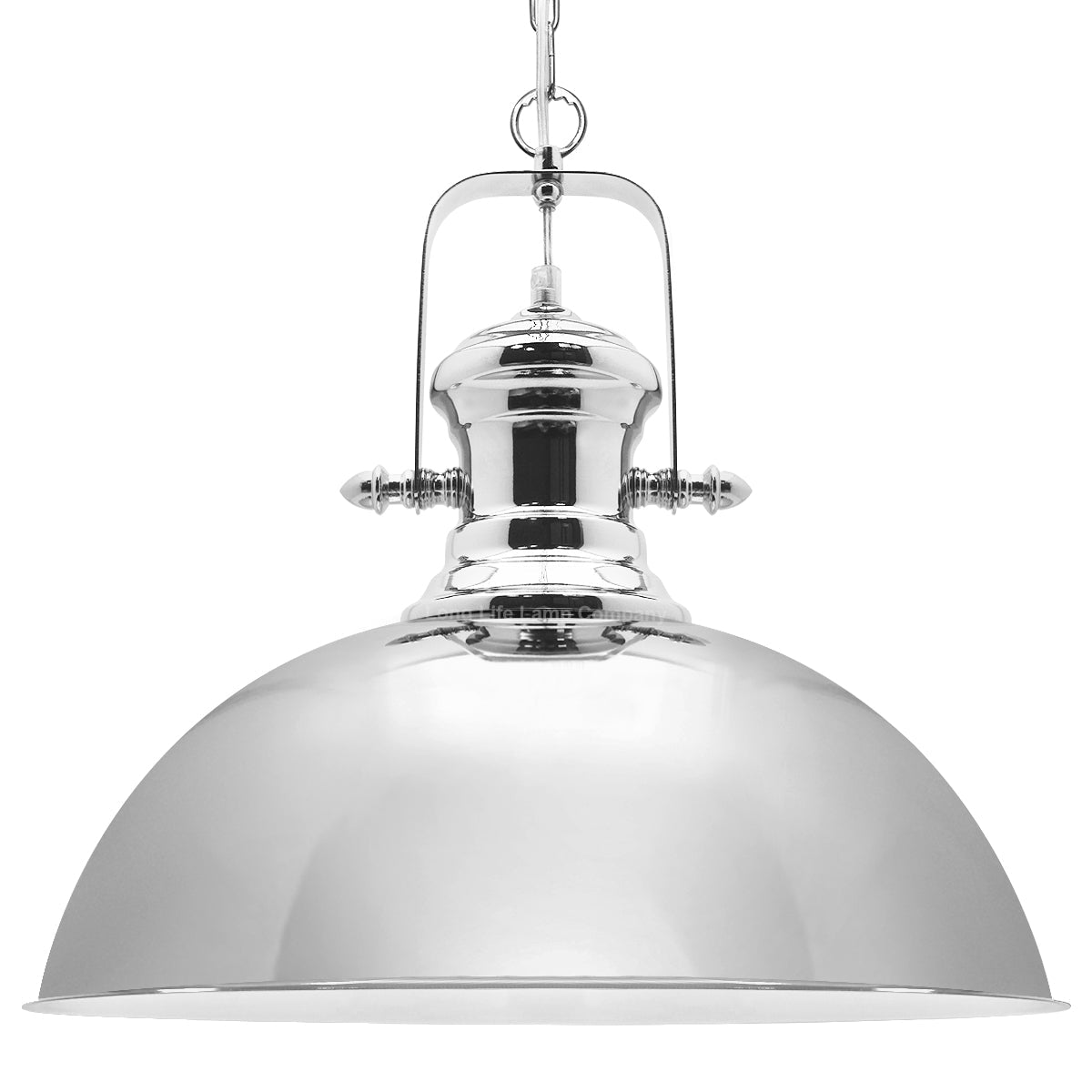 Industrial Retro Polished Chrome Pendant Ceiling Light Vintage Antique Dome Hanging Lamp Shade - Energy Light Bulbs - Free delivery on all orders