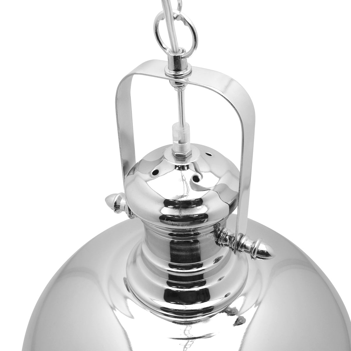 Industrial Retro Polished Chrome Pendant Ceiling Light Vintage Antique Dome Hanging Lamp Shade - Energy Light Bulbs - Free delivery on all orders