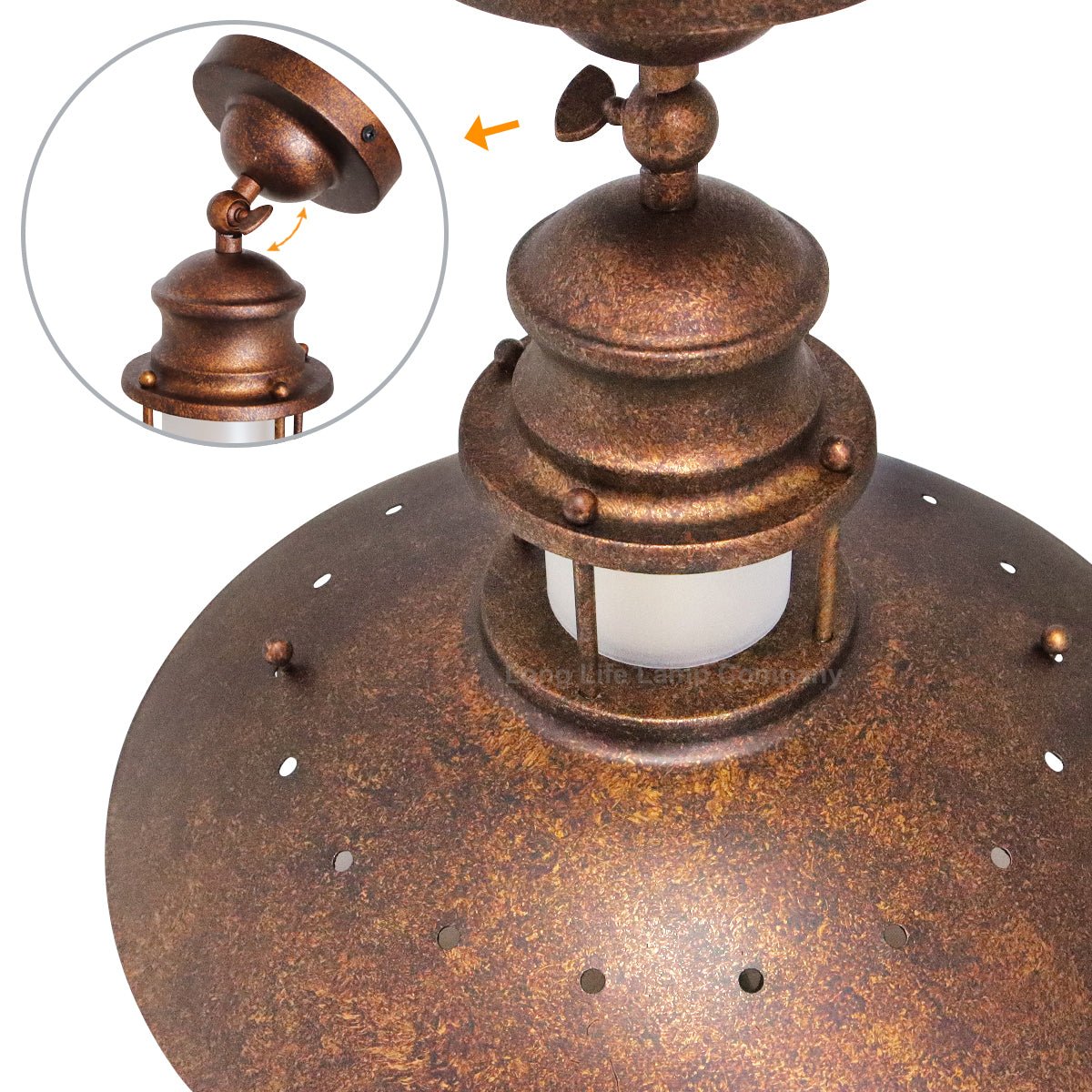 Industrial Rustic Copper Caged Flush Mount Ceiling Light - Energy Light Bulbs - Free delivery on all orders