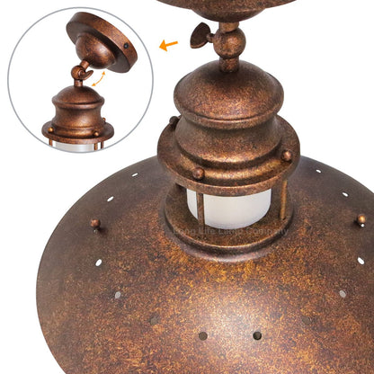Industrial Rustic Copper Caged Flush Mount Ceiling Light - Energy Light Bulbs - Free delivery on all orders