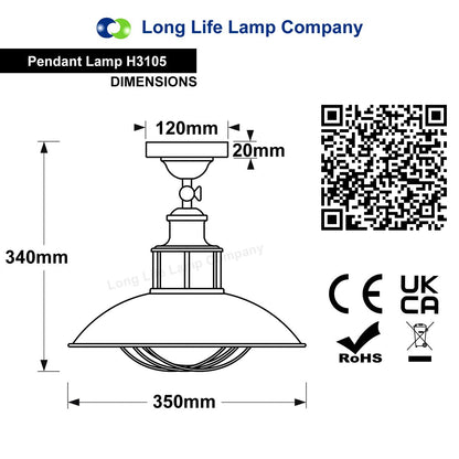 Industrial Rustic Copper Caged Flush Mount Ceiling Light - Energy Light Bulbs - Free delivery on all orders
