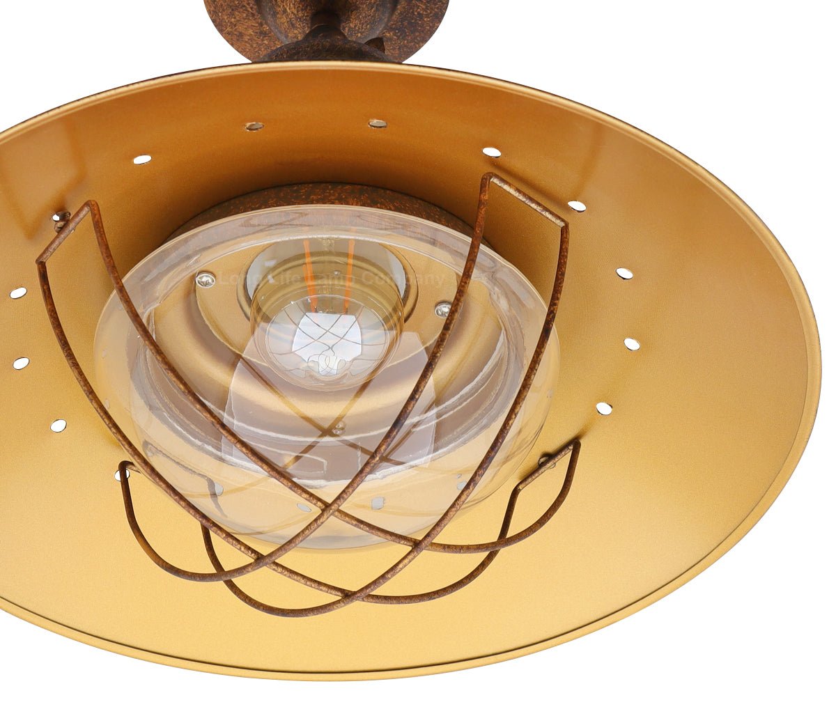 Industrial Rustic Copper Caged Flush Mount Ceiling Light - Energy Light Bulbs - Free delivery on all orders
