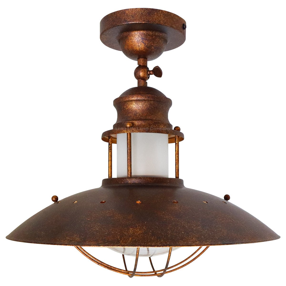 Industrial Rustic Copper Caged Flush Mount Ceiling Light - Energy Light Bulbs - Free delivery on all orders
