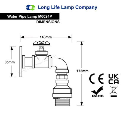 Industrial Single Head Rustic Water Pipe Wall Light Fixture - Energy Light Bulbs - Free delivery on all orders