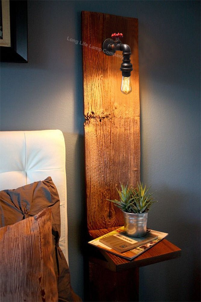 Industrial Single Head Rustic Water Pipe Wall Light Fixture - Energy Light Bulbs - Free delivery on all orders