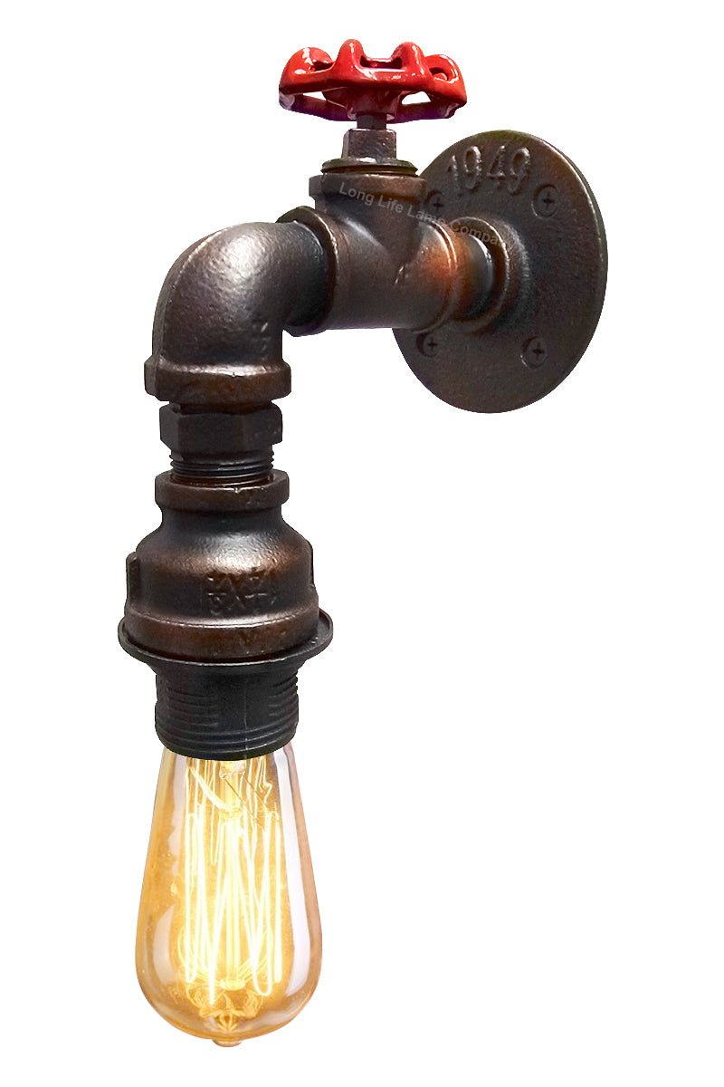 Industrial Single Head Rustic Water Pipe Wall Light Fixture - Energy Light Bulbs - Free delivery on all orders