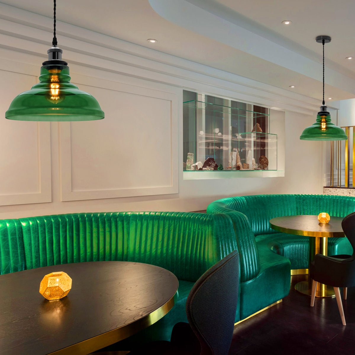 Industrial Smoked Green Glass Ceiling Pendant Light Bowl Lamp Shade - Energy Light Bulbs - Free delivery on all orders