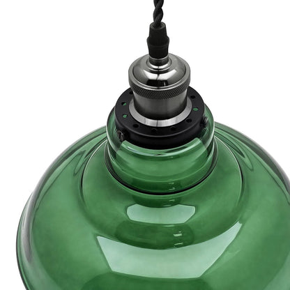 Industrial Smoked Green Glass Ceiling Pendant Light Bowl Lamp Shade - Energy Light Bulbs - Free delivery on all orders