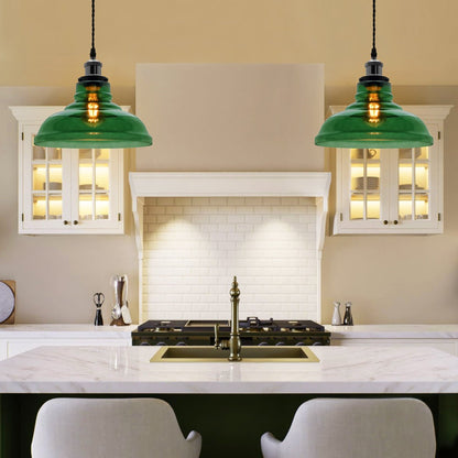 Industrial Smoked Green Glass Ceiling Pendant Light Bowl Lamp Shade - Energy Light Bulbs - Free delivery on all orders