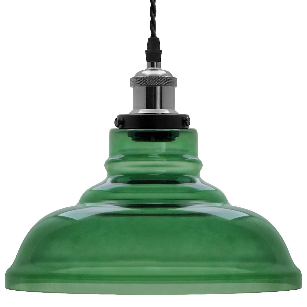 Industrial Smoked Green Glass Ceiling Pendant Light Bowl Lamp Shade - Energy Light Bulbs - Free delivery on all orders