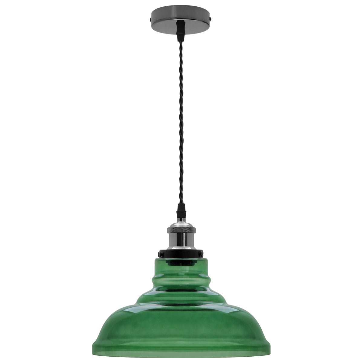 Industrial Smoked Green Glass Ceiling Pendant Light Bowl Lamp Shade - Energy Light Bulbs - Free delivery on all orders