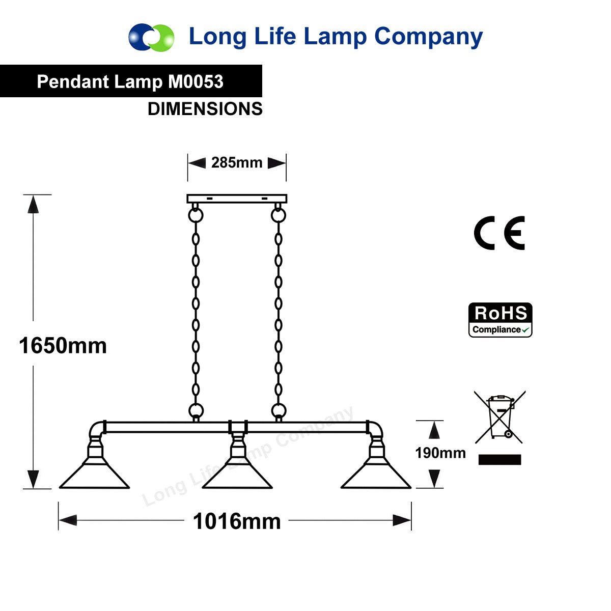Industrial Suspended Ceiling Pendant 3 Lamp Black Metal Vintage Light Fitting - Energy Light Bulbs - Free delivery on all orders