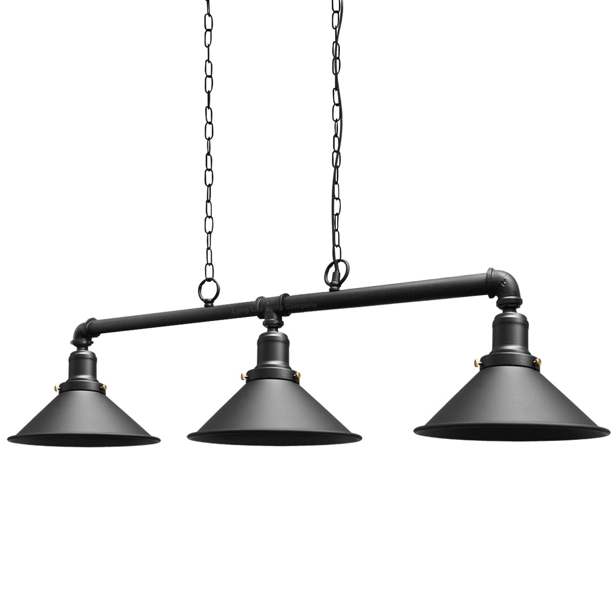 Industrial Suspended Ceiling Pendant 3 Lamp Black Metal Vintage Light Fitting - Energy Light Bulbs - Free delivery on all orders