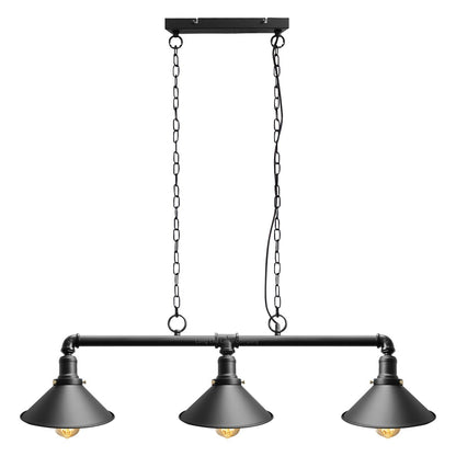 Industrial Suspended Ceiling Pendant 3 Lamp Black Metal Vintage Light Fitting - Energy Light Bulbs - Free delivery on all orders