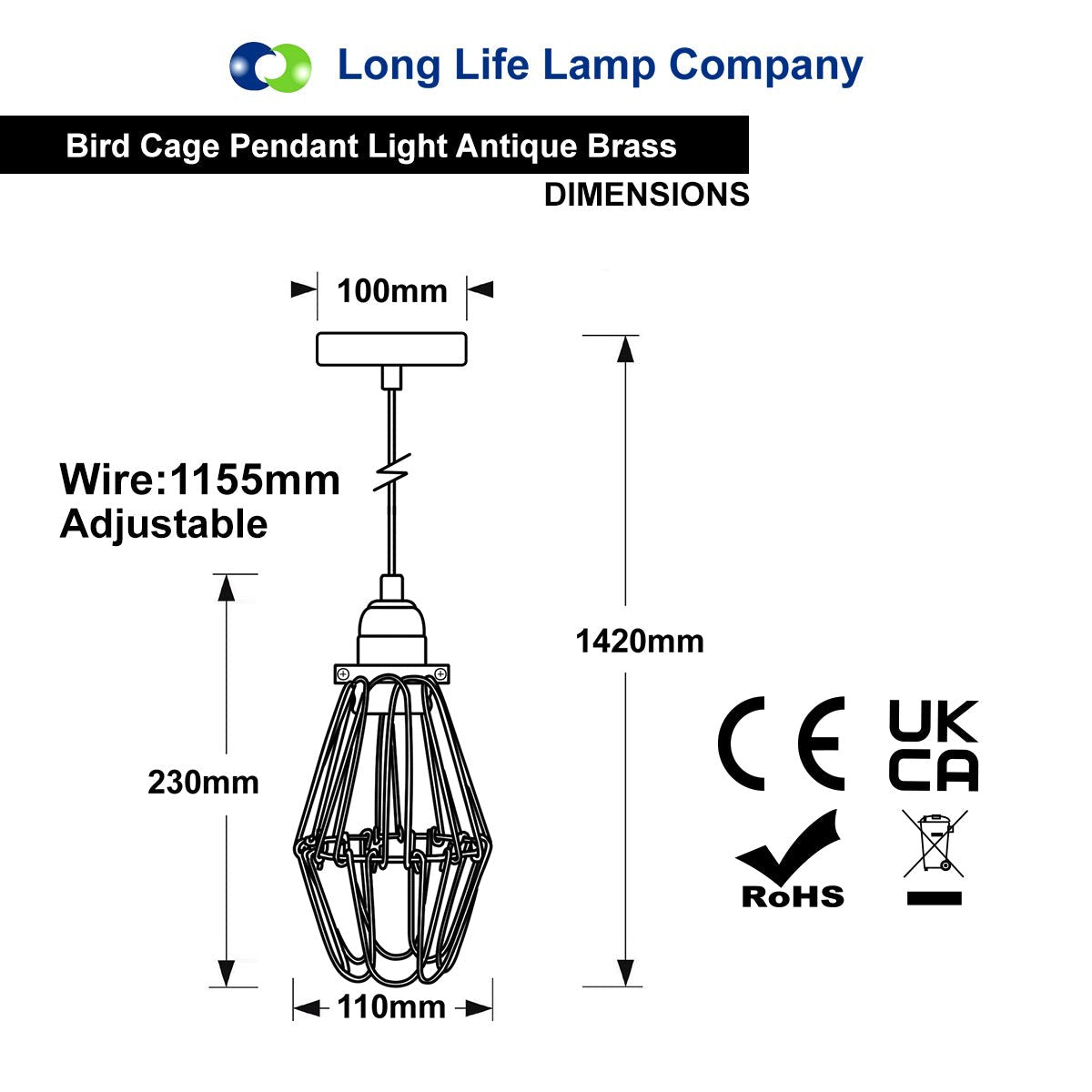 Industrial Vintage Bird Cage Ceiling Pendant Light Antique Brass Opening and Closing with 40W ST58 - Free delivery on all orders