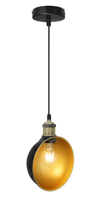 Industrial Vintage Brass Half Scone Pendant Light - Energy Light Bulbs - Free delivery on all orders